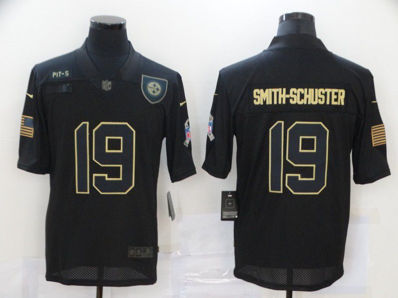 Men Pittsburgh Steelers #19 Smith-schuster Black gold lettering 2020 Nike NFL Jersey